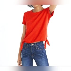 Ladies Madewell Texture & Thread Modern Side Ties Cotton Red Pop Over Lrg